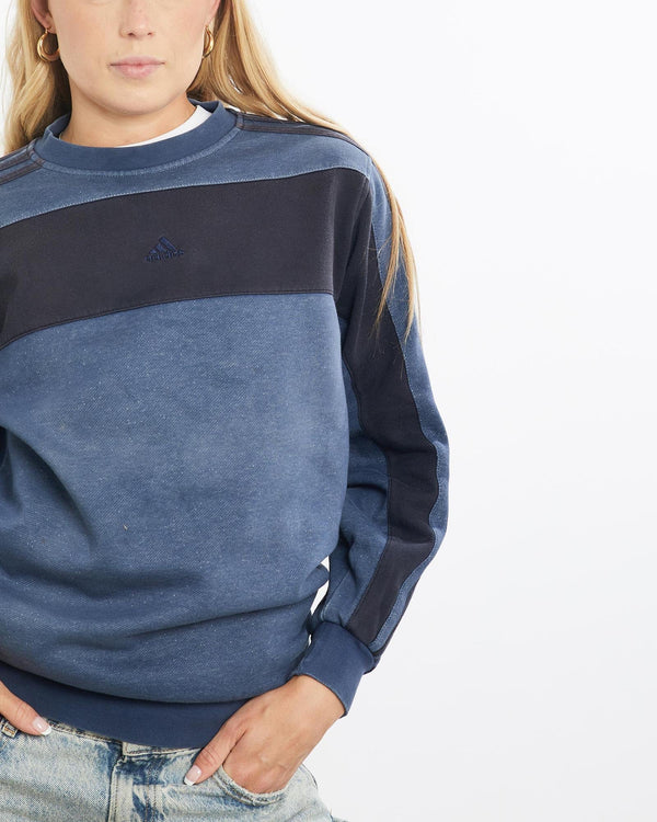Vintage, Adidas, Sweatshirt, The Real Deal, size small, colour Blue, newtown, sydney, australia, thrift store, opshop, preloved, secondhand, sustainable, retro, antique, 70s, 80s, 90s, 2000s, 00s, fashion, clothing, streetwear, trendy, garment, style, boutique, store, shop, archive, sale, cheap, best, top, Sweats and hoodies