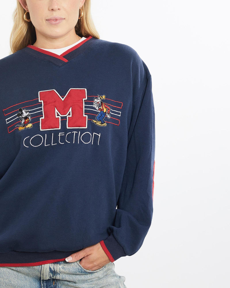 Vintage, 90s, Disney, Mickey, Mouse, Sweatshirt, The Real Deal, size small, colour Navy, newtown, sydney, australia, thrift store, opshop, preloved, secondhand, sustainable, retro, antique, 70s, 80s, 90s, 2000s, 00s, fashion, clothing, streetwear, trendy, garment, style, boutique, store, shop, archive, sale, cheap, best, top, Sweats and hoodies