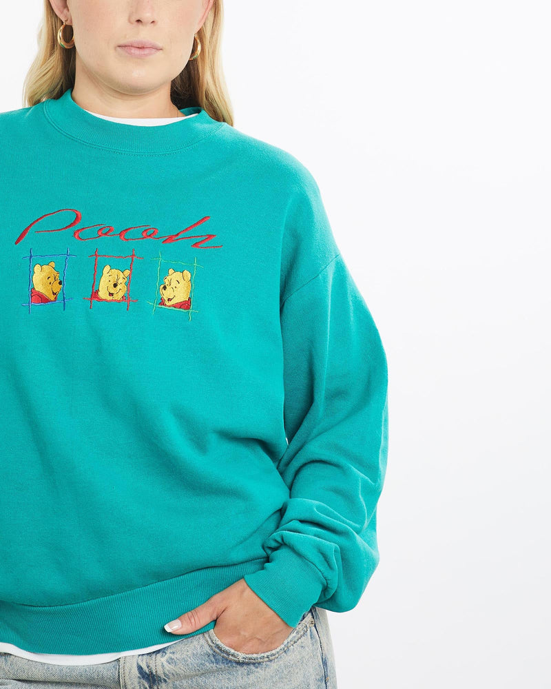 Vintage, 90s, Disney, Winnie, The, Pooh, Sweatshirt, The Real Deal, size small, colour Green, newtown, sydney, australia, thrift store, opshop, preloved, secondhand, sustainable, retro, antique, 70s, 80s, 90s, 2000s, 00s, fashion, clothing, streetwear, trendy, garment, style, boutique, store, shop, archive, sale, cheap, best, top, Sweats and hoodies