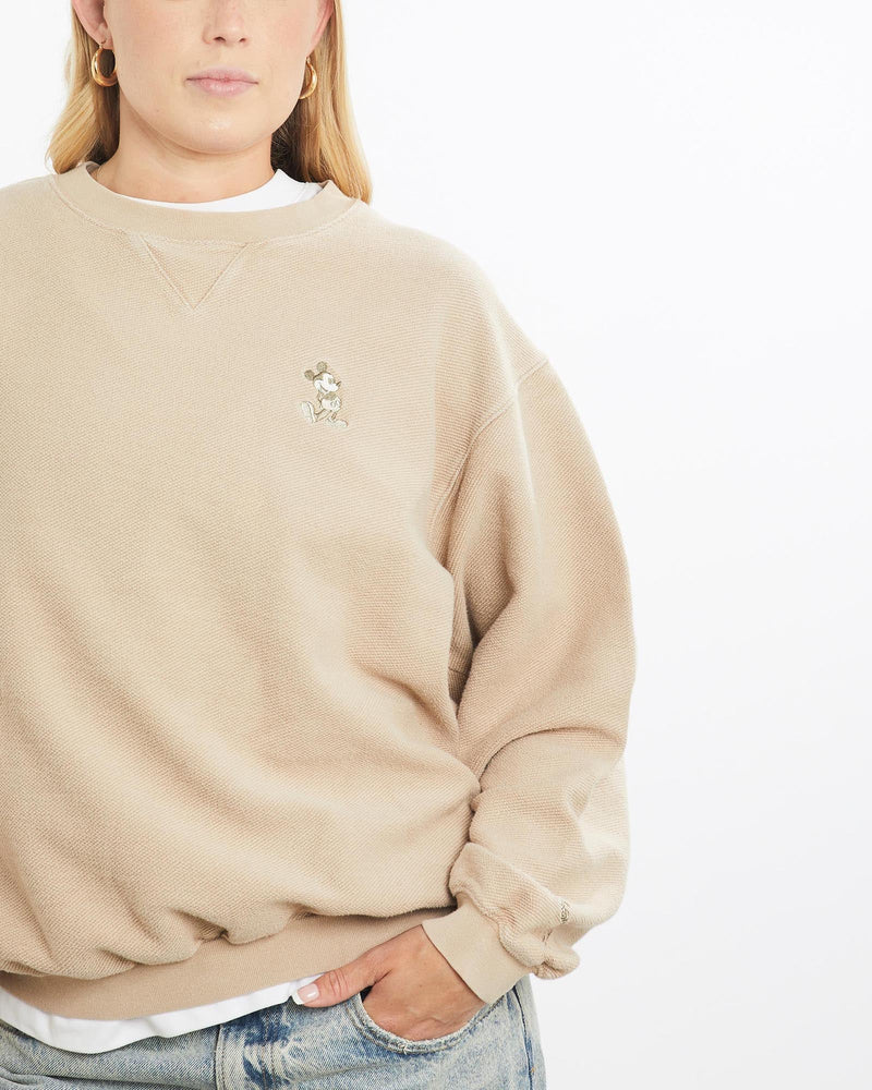Vintage, 90s, Disney, Mickey, Mouse, Sweatshirt, The Real Deal, size medium, colour Beige, newtown, sydney, australia, thrift store, opshop, preloved, secondhand, sustainable, retro, antique, 70s, 80s, 90s, 2000s, 00s, fashion, clothing, streetwear, trendy, garment, style, boutique, store, shop, archive, sale, cheap, best, top, Sweats and hoodies
