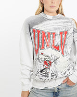 Vintage, 90s, NCAA, UNLV, Rebels, All, Over, Print, Sweatshirt, The Real Deal, size small, colour White, newtown, sydney, australia, thrift store, opshop, preloved, secondhand, sustainable, retro, antique, 70s, 80s, 90s, 2000s, 00s, fashion, clothing, streetwear, trendy, garment, style, boutique, store, shop, archive, sale, cheap, best, top, Sweats and hoodies
