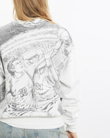 Vintage, 90s, NCAA, UNLV, Rebels, All, Over, Print, Sweatshirt, The Real Deal, size small, colour White, newtown, sydney, australia, thrift store, opshop, preloved, secondhand, sustainable, retro, antique, 70s, 80s, 90s, 2000s, 00s, fashion, clothing, streetwear, trendy, garment, style, boutique, store, shop, archive, sale, cheap, best, top, Sweats and hoodies