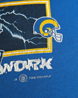 Vintage, NFL, St., Louis, Rams, Sweatshirt, The Real Deal, size small, colour Blue, newtown, sydney, australia, thrift store, opshop, preloved, secondhand, sustainable, retro, antique, 70s, 80s, 90s, 2000s, 00s, fashion, clothing, streetwear, trendy, garment, style, boutique, store, shop, archive, sale, cheap, best, top, Sweats and hoodies