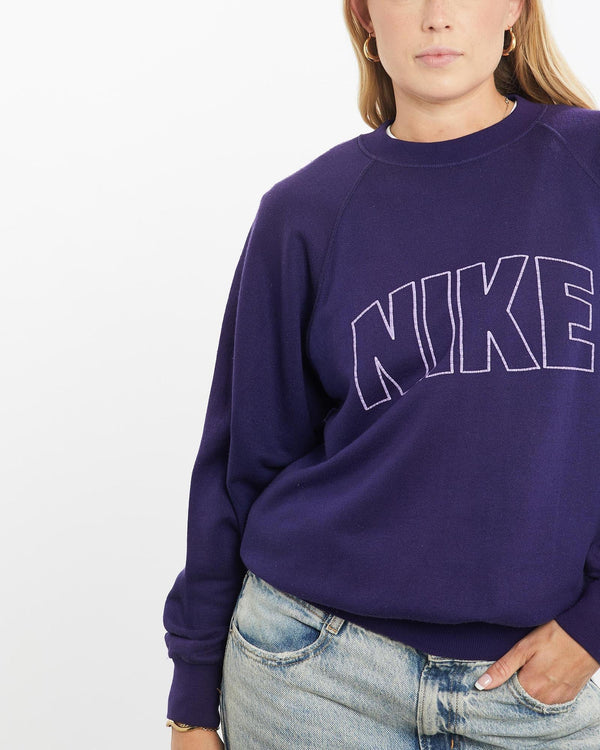 Vintage, 80s, Nike, Sweatshirt, The Real Deal, size small, colour Purple, newtown, sydney, australia, thrift store, opshop, preloved, secondhand, sustainable, retro, antique, 70s, 80s, 90s, 2000s, 00s, fashion, clothing, streetwear, trendy, garment, style, boutique, store, shop, archive, sale, cheap, best, top, Sweats and hoodies