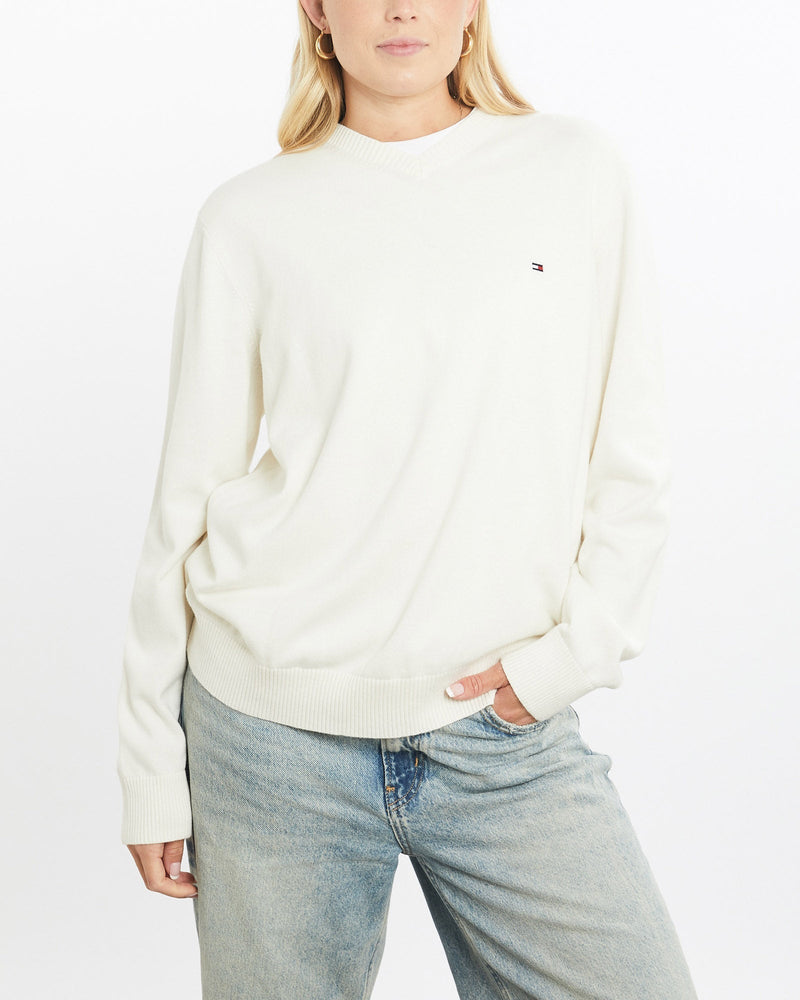 Vintage, Tommy, Hilfiger, Knit, Sweater, The Real Deal, size small, colour White, newtown, sydney, australia, thrift store, opshop, preloved, secondhand, sustainable, retro, antique, 70s, 80s, 90s, 2000s, 00s, fashion, clothing, streetwear, trendy, garment, style, boutique, store, shop, archive, sale, cheap, best, top, Sweats and hoodies