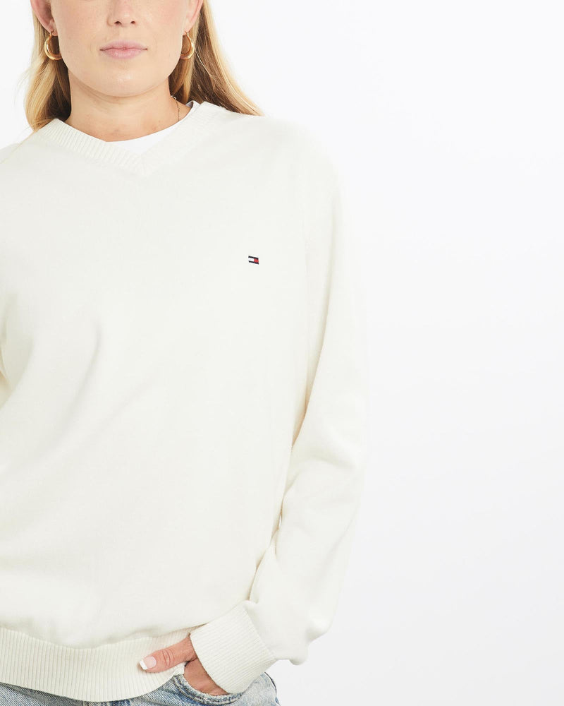 Vintage, Tommy, Hilfiger, Knit, Sweater, The Real Deal, size small, colour White, newtown, sydney, australia, thrift store, opshop, preloved, secondhand, sustainable, retro, antique, 70s, 80s, 90s, 2000s, 00s, fashion, clothing, streetwear, trendy, garment, style, boutique, store, shop, archive, sale, cheap, best, top, Sweats and hoodies