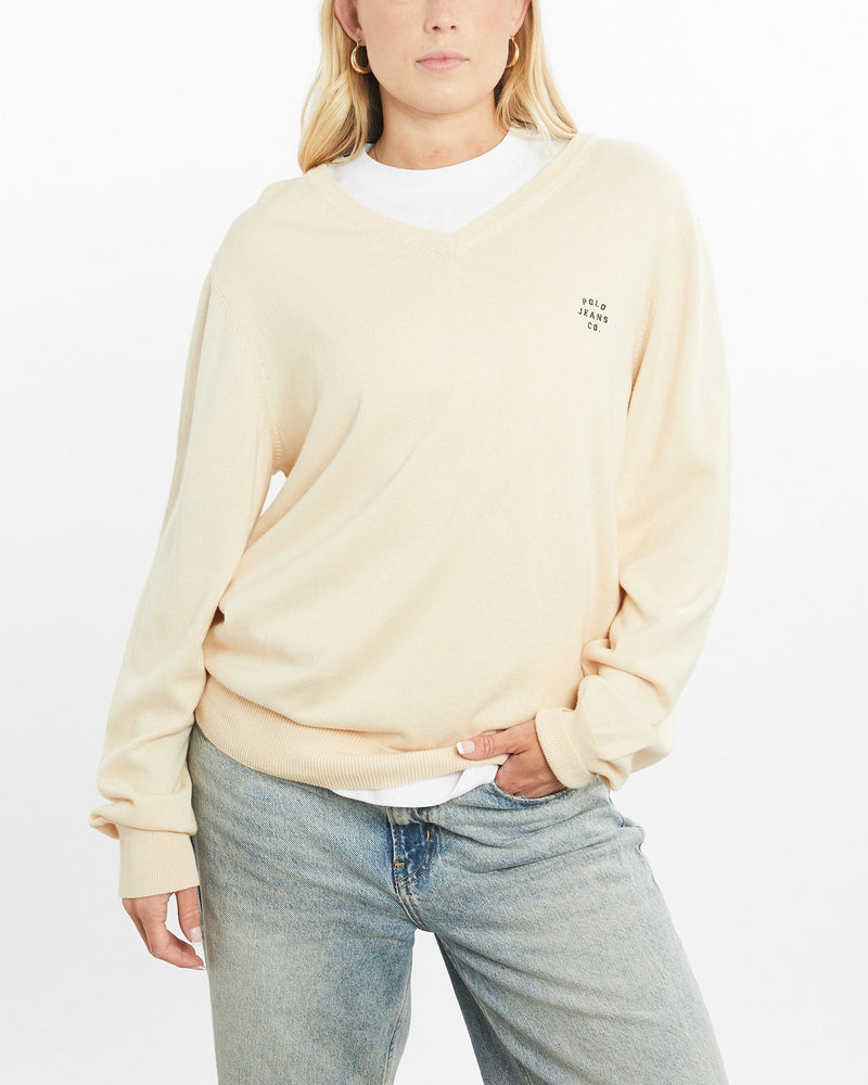 Vintage, Ralph, Lauren, Polo, Jeans, Co., Knit, Sweater, The Real Deal, size small, colour Beige, newtown, sydney, australia, thrift store, opshop, preloved, secondhand, sustainable, retro, antique, 70s, 80s, 90s, 2000s, 00s, fashion, clothing, streetwear, trendy, garment, style, boutique, store, shop, archive, sale, cheap, best, top, Sweats and hoodies