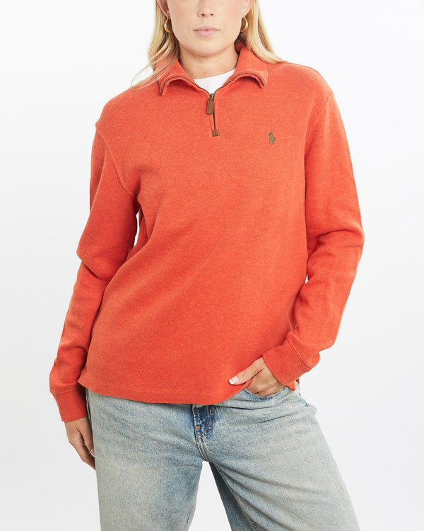 Vintage, Polo, Ralph, Lauren, Quarter, Zip, Knit, Sweater, The Real Deal, size small, colour Orange, newtown, sydney, australia, thrift store, opshop, preloved, secondhand, sustainable, retro, antique, 70s, 80s, 90s, 2000s, 00s, fashion, clothing, streetwear, trendy, garment, style, boutique, store, shop, archive, sale, cheap, best, top, Sweats and hoodies