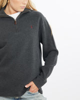 Vintage, 90s, Polo, Ralph, Lauren, Quarter, Zip, Knit, Sweater, The Real Deal, size small, colour Grey, newtown, sydney, australia, thrift store, opshop, preloved, secondhand, sustainable, retro, antique, 70s, 80s, 90s, 2000s, 00s, fashion, clothing, streetwear, trendy, garment, style, boutique, store, shop, archive, sale, cheap, best, top, Sweats and hoodies