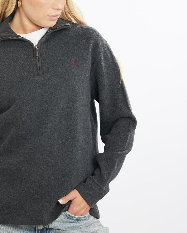 Vintage, 90s, Polo, Ralph, Lauren, Quarter, Zip, Knit, Sweater, The Real Deal, size small, colour Grey, newtown, sydney, australia, thrift store, opshop, preloved, secondhand, sustainable, retro, antique, 70s, 80s, 90s, 2000s, 00s, fashion, clothing, streetwear, trendy, garment, style, boutique, store, shop, archive, sale, cheap, best, top, Sweats and hoodies