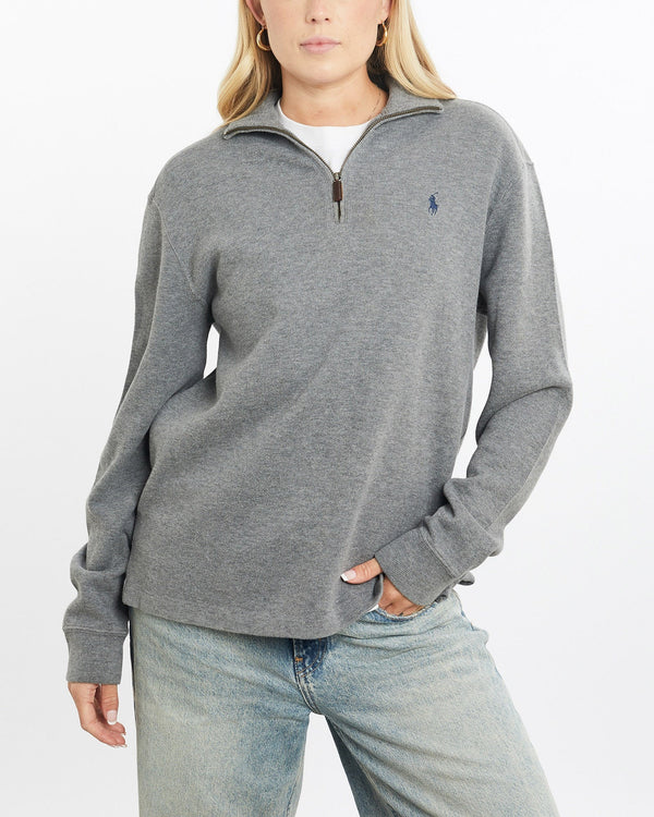 Vintage, 90s, Polo, Ralph, Lauren, Quarter, Zip, Knit, Sweater, The Real Deal, size small, colour Grey, newtown, sydney, australia, thrift store, opshop, preloved, secondhand, sustainable, retro, antique, 70s, 80s, 90s, 2000s, 00s, fashion, clothing, streetwear, trendy, garment, style, boutique, store, shop, archive, sale, cheap, best, top, Sweats and hoodies