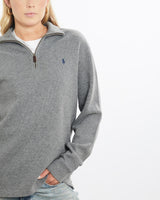 Vintage, 90s, Polo, Ralph, Lauren, Quarter, Zip, Knit, Sweater, The Real Deal, size small, colour Grey, newtown, sydney, australia, thrift store, opshop, preloved, secondhand, sustainable, retro, antique, 70s, 80s, 90s, 2000s, 00s, fashion, clothing, streetwear, trendy, garment, style, boutique, store, shop, archive, sale, cheap, best, top, Sweats and hoodies