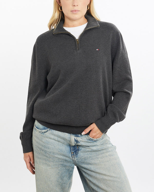Vintage, Tommy, Hilfiger, Quarter, Zip, Sweater, The Real Deal, size small, colour Grey, newtown, sydney, australia, thrift store, opshop, preloved, secondhand, sustainable, retro, antique, 70s, 80s, 90s, 2000s, 00s, fashion, clothing, streetwear, trendy, garment, style, boutique, store, shop, archive, sale, cheap, best, top, Sweats and hoodies