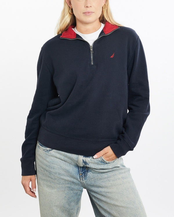 Vintage, Nautica, Quarter, Zip, Sweatshirt, The Real Deal, size small, colour Navy, newtown, sydney, australia, thrift store, opshop, preloved, secondhand, sustainable, retro, antique, 70s, 80s, 90s, 2000s, 00s, fashion, clothing, streetwear, trendy, garment, style, boutique, store, shop, archive, sale, cheap, best, top, Sweats and hoodies