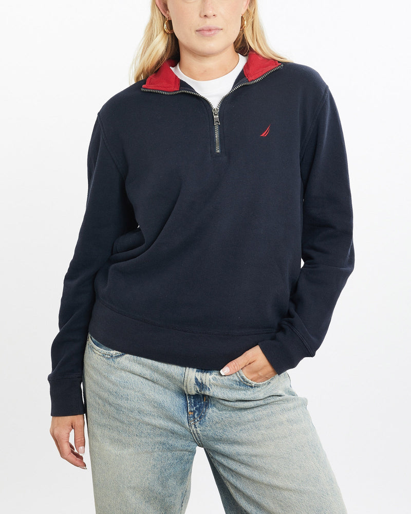 Vintage, Nautica, Quarter, Zip, Sweatshirt, The Real Deal, size small, colour Navy, newtown, sydney, australia, thrift store, opshop, preloved, secondhand, sustainable, retro, antique, 70s, 80s, 90s, 2000s, 00s, fashion, clothing, streetwear, trendy, garment, style, boutique, store, shop, archive, sale, cheap, best, top, Sweats and hoodies