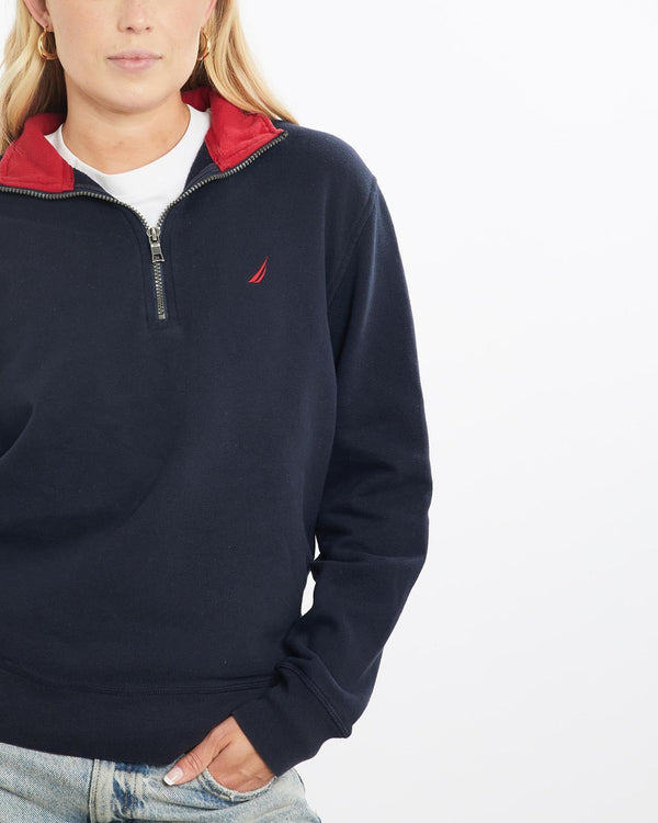 Vintage, Nautica, Quarter, Zip, Sweatshirt, The Real Deal, size small, colour Navy, newtown, sydney, australia, thrift store, opshop, preloved, secondhand, sustainable, retro, antique, 70s, 80s, 90s, 2000s, 00s, fashion, clothing, streetwear, trendy, garment, style, boutique, store, shop, archive, sale, cheap, best, top, Sweats and hoodies