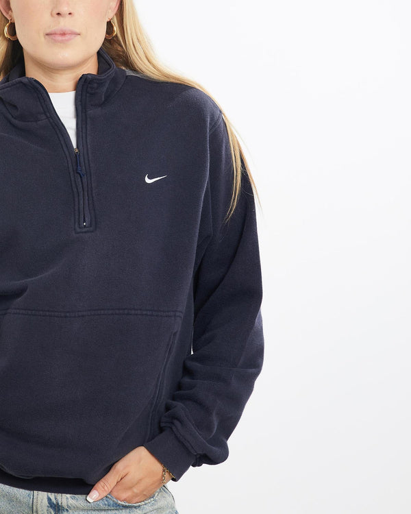 Vintage, Nike, Quarter, Zip, Sweatshirt, The Real Deal, size small, colour Navy, newtown, sydney, australia, thrift store, opshop, preloved, secondhand, sustainable, retro, antique, 70s, 80s, 90s, 2000s, 00s, fashion, clothing, streetwear, trendy, garment, style, boutique, store, shop, archive, sale, cheap, best, top, Sweats and hoodies