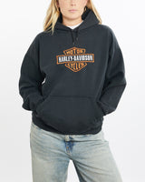Vintage, 90s, Harley, Davidson, Hooded, Sweatshirt, The Real Deal, size small, colour Black, newtown, sydney, australia, thrift store, opshop, preloved, secondhand, sustainable, retro, antique, 70s, 80s, 90s, 2000s, 00s, fashion, clothing, streetwear, trendy, garment, style, boutique, store, shop, archive, sale, cheap, best, top, Sweats and hoodies