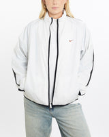 Vintage, 90s, Nike, Track, Jacket, The Real Deal, size small, colour White, newtown, sydney, australia, thrift store, opshop, preloved, secondhand, sustainable, retro, antique, 70s, 80s, 90s, 2000s, 00s, fashion, clothing, streetwear, trendy, garment, style, boutique, store, shop, archive, sale, cheap, best, top, Jackets