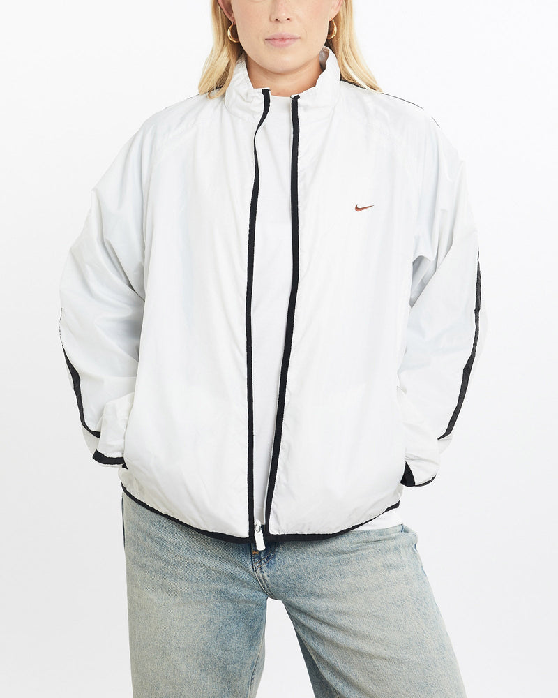 Vintage, 90s, Nike, Track, Jacket, The Real Deal, size small, colour White, newtown, sydney, australia, thrift store, opshop, preloved, secondhand, sustainable, retro, antique, 70s, 80s, 90s, 2000s, 00s, fashion, clothing, streetwear, trendy, garment, style, boutique, store, shop, archive, sale, cheap, best, top, Jackets