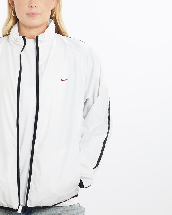 Vintage, 90s, Nike, Track, Jacket, The Real Deal, size small, colour White, newtown, sydney, australia, thrift store, opshop, preloved, secondhand, sustainable, retro, antique, 70s, 80s, 90s, 2000s, 00s, fashion, clothing, streetwear, trendy, garment, style, boutique, store, shop, archive, sale, cheap, best, top, Jackets