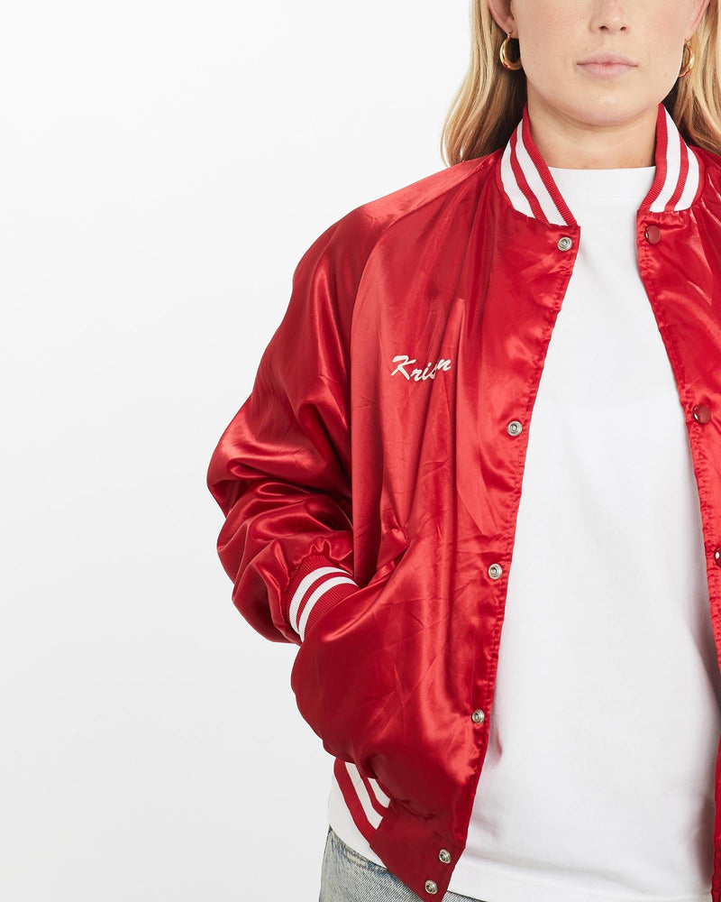 Vintage, 80s, Satin, Bomber, Jacket, The Real Deal, size small, colour Red, newtown, sydney, australia, thrift store, opshop, preloved, secondhand, sustainable, retro, antique, 70s, 80s, 90s, 2000s, 00s, fashion, clothing, streetwear, trendy, garment, style, boutique, store, shop, archive, sale, cheap, best, top, Jackets