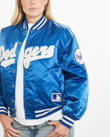 Vintage, 90s, MLB, Los, Angeles, Dodgers, Satin, Bomber, Jacket, The Real Deal, size small, colour Blue, newtown, sydney, australia, thrift store, opshop, preloved, secondhand, sustainable, retro, antique, 70s, 80s, 90s, 2000s, 00s, fashion, clothing, streetwear, trendy, garment, style, boutique, store, shop, archive, sale, cheap, best, top, Jackets