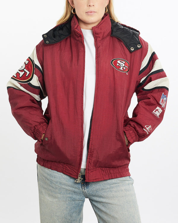 Vintage, 90s, Pro, Line, NFL, San, Francisco, 49ers, Jacket, The Real Deal, size small, colour Red, newtown, sydney, australia, thrift store, opshop, preloved, secondhand, sustainable, retro, antique, 70s, 80s, 90s, 2000s, 00s, fashion, clothing, streetwear, trendy, garment, style, boutique, store, shop, archive, sale, cheap, best, top, Jackets