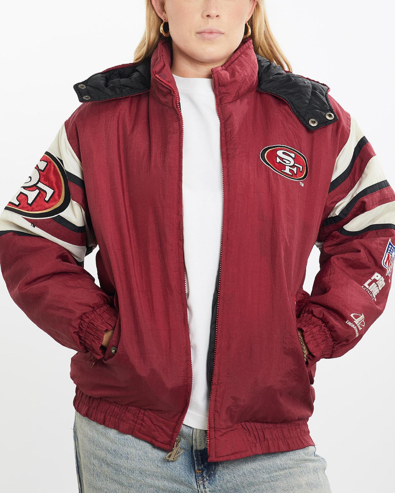 Vintage, 90s, Pro, Line, NFL, San, Francisco, 49ers, Jacket, The Real Deal, size small, colour Red, newtown, sydney, australia, thrift store, opshop, preloved, secondhand, sustainable, retro, antique, 70s, 80s, 90s, 2000s, 00s, fashion, clothing, streetwear, trendy, garment, style, boutique, store, shop, archive, sale, cheap, best, top, Jackets