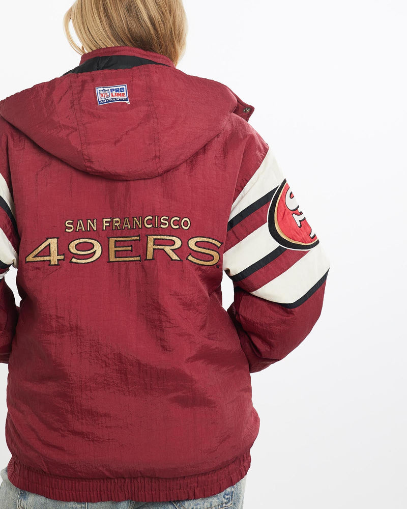 Vintage, 90s, Pro, Line, NFL, San, Francisco, 49ers, Jacket, The Real Deal, size small, colour Red, newtown, sydney, australia, thrift store, opshop, preloved, secondhand, sustainable, retro, antique, 70s, 80s, 90s, 2000s, 00s, fashion, clothing, streetwear, trendy, garment, style, boutique, store, shop, archive, sale, cheap, best, top, Jackets