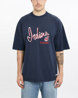 Vintage, 90s, MLB, Cleveland, Indians, Tee, The Real Deal, size extra large, colour Navy, newtown, sydney, australia, thrift store, opshop, preloved, secondhand, sustainable, retro, antique, 70s, 80s, 90s, 2000s, 00s, fashion, clothing, streetwear, trendy, garment, style, boutique, store, shop, archive, sale, cheap, best, top, T-Shirts