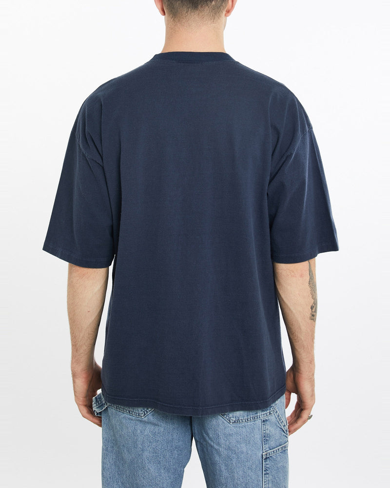 Vintage, 90s, MLB, Cleveland, Indians, Tee, The Real Deal, size extra large, colour Navy, newtown, sydney, australia, thrift store, opshop, preloved, secondhand, sustainable, retro, antique, 70s, 80s, 90s, 2000s, 00s, fashion, clothing, streetwear, trendy, garment, style, boutique, store, shop, archive, sale, cheap, best, top, T-Shirts