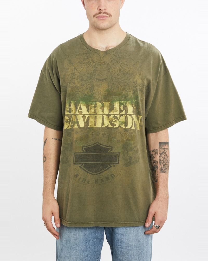 Vintage, Harley, Davidson, Jamaica, Tee, The Real Deal, size extra large, colour Green, newtown, sydney, australia, thrift store, opshop, preloved, secondhand, sustainable, retro, antique, 70s, 80s, 90s, 2000s, 00s, fashion, clothing, streetwear, trendy, garment, style, boutique, store, shop, archive, sale, cheap, best, top, T-Shirts