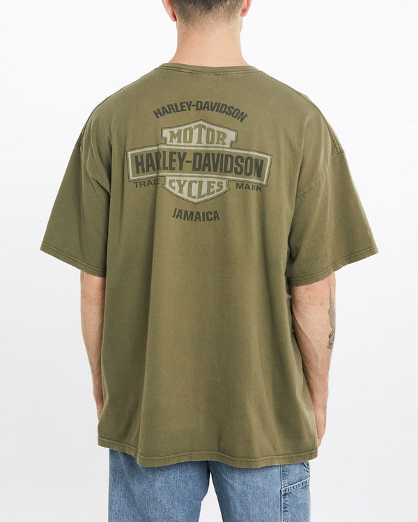 Vintage, Harley, Davidson, Jamaica, Tee, The Real Deal, size extra large, colour Green, newtown, sydney, australia, thrift store, opshop, preloved, secondhand, sustainable, retro, antique, 70s, 80s, 90s, 2000s, 00s, fashion, clothing, streetwear, trendy, garment, style, boutique, store, shop, archive, sale, cheap, best, top, T-Shirts