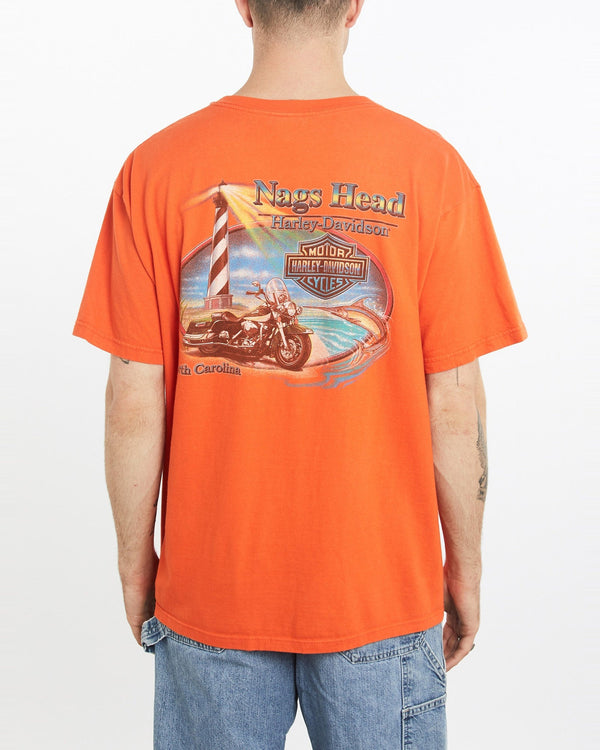 Vintage, Harley, Davidson, Tee, The Real Deal, size extra large, colour Orange, newtown, sydney, australia, thrift store, opshop, preloved, secondhand, sustainable, retro, antique, 70s, 80s, 90s, 2000s, 00s, fashion, clothing, streetwear, trendy, garment, style, boutique, store, shop, archive, sale, cheap, best, top, T-Shirts