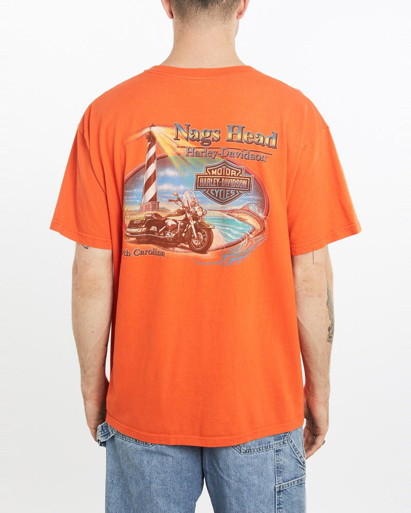 Vintage, Harley, Davidson, Tee, The Real Deal, size extra large, colour Orange, newtown, sydney, australia, thrift store, opshop, preloved, secondhand, sustainable, retro, antique, 70s, 80s, 90s, 2000s, 00s, fashion, clothing, streetwear, trendy, garment, style, boutique, store, shop, archive, sale, cheap, best, top, T-Shirts