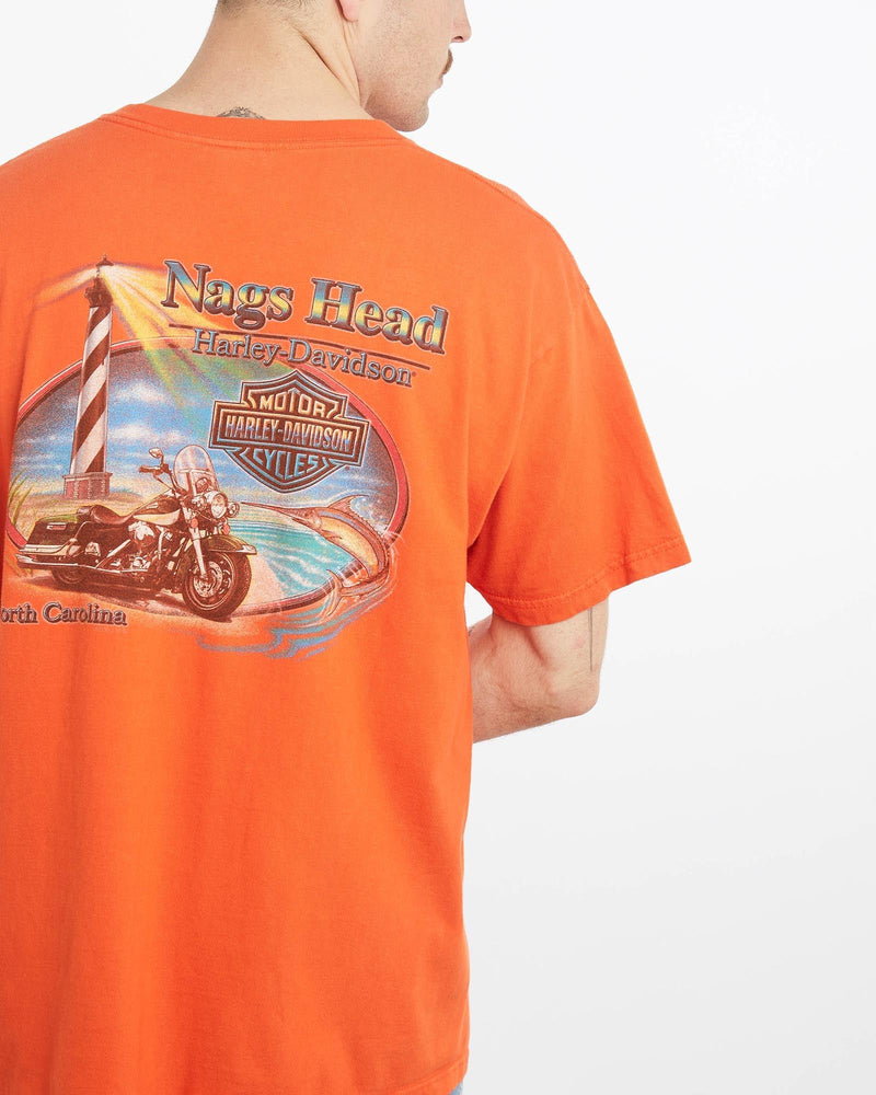 Vintage, Harley, Davidson, Tee, The Real Deal, size extra large, colour Orange, newtown, sydney, australia, thrift store, opshop, preloved, secondhand, sustainable, retro, antique, 70s, 80s, 90s, 2000s, 00s, fashion, clothing, streetwear, trendy, garment, style, boutique, store, shop, archive, sale, cheap, best, top, T-Shirts