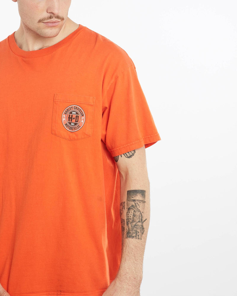 Vintage, Harley, Davidson, Tee, The Real Deal, size extra large, colour Orange, newtown, sydney, australia, thrift store, opshop, preloved, secondhand, sustainable, retro, antique, 70s, 80s, 90s, 2000s, 00s, fashion, clothing, streetwear, trendy, garment, style, boutique, store, shop, archive, sale, cheap, best, top, T-Shirts