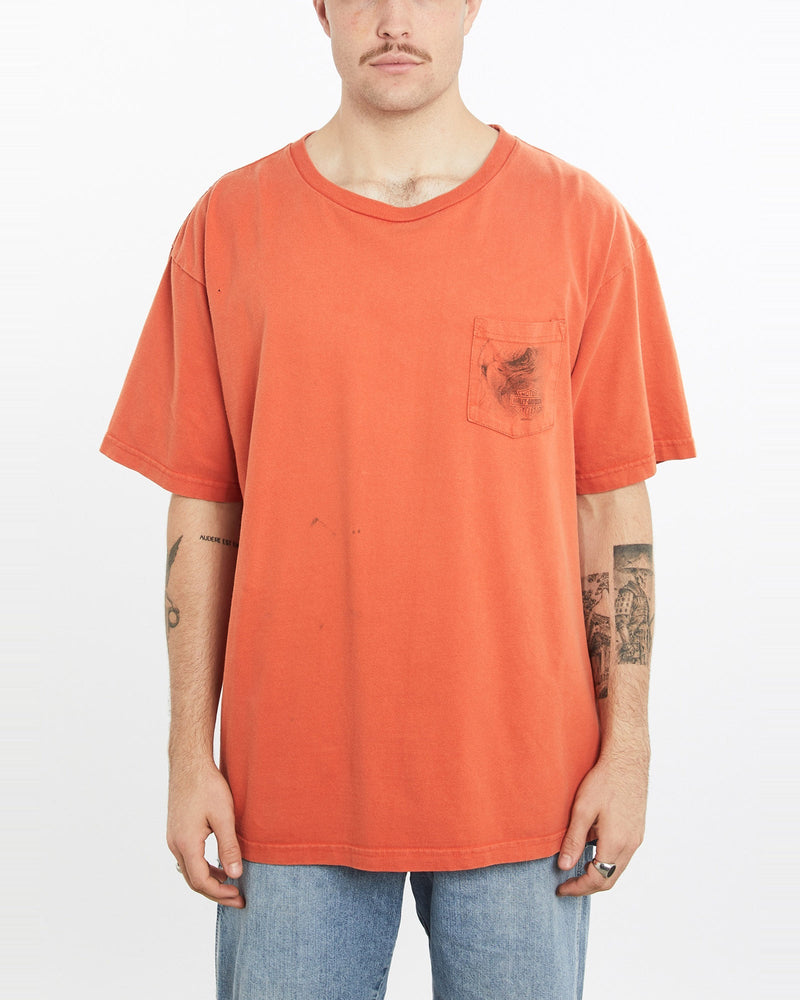 Vintage, Harley, Davidson, Tee, The Real Deal, size extra large, colour Orange, newtown, sydney, australia, thrift store, opshop, preloved, secondhand, sustainable, retro, antique, 70s, 80s, 90s, 2000s, 00s, fashion, clothing, streetwear, trendy, garment, style, boutique, store, shop, archive, sale, cheap, best, top, T-Shirts