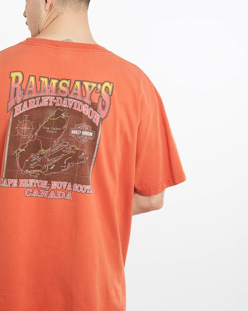 Vintage, Harley, Davidson, Tee, The Real Deal, size extra large, colour Orange, newtown, sydney, australia, thrift store, opshop, preloved, secondhand, sustainable, retro, antique, 70s, 80s, 90s, 2000s, 00s, fashion, clothing, streetwear, trendy, garment, style, boutique, store, shop, archive, sale, cheap, best, top, T-Shirts