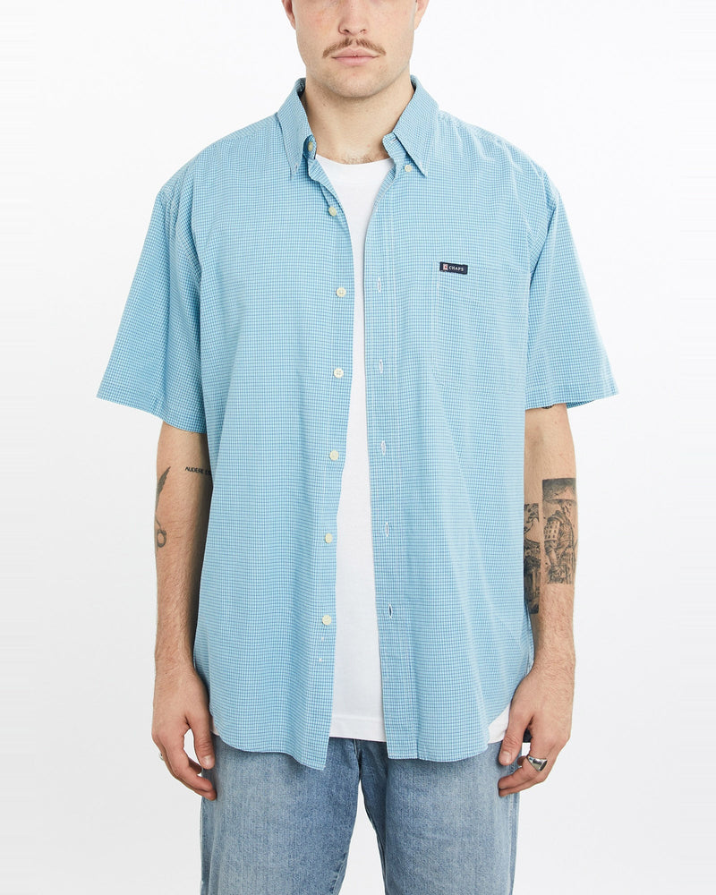 Vintage, Chaps, Ralph, Lauren, Short, Sleeve, Button, Up, Shirt, The Real Deal, size extra large, colour Blue, newtown, sydney, australia, thrift store, opshop, preloved, secondhand, sustainable, retro, antique, 70s, 80s, 90s, 2000s, 00s, fashion, clothing, streetwear, trendy, garment, style, boutique, store, shop, archive, sale, cheap, best, top, Shirts
