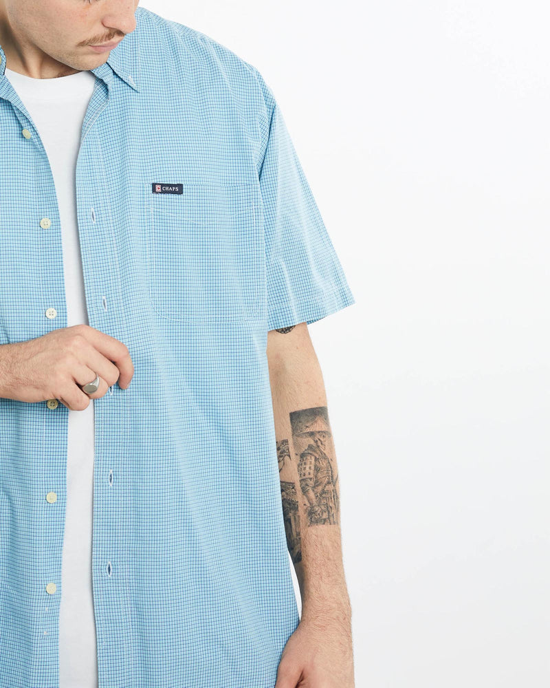 Vintage, Chaps, Ralph, Lauren, Short, Sleeve, Button, Up, Shirt, The Real Deal, size extra large, colour Blue, newtown, sydney, australia, thrift store, opshop, preloved, secondhand, sustainable, retro, antique, 70s, 80s, 90s, 2000s, 00s, fashion, clothing, streetwear, trendy, garment, style, boutique, store, shop, archive, sale, cheap, best, top, Shirts