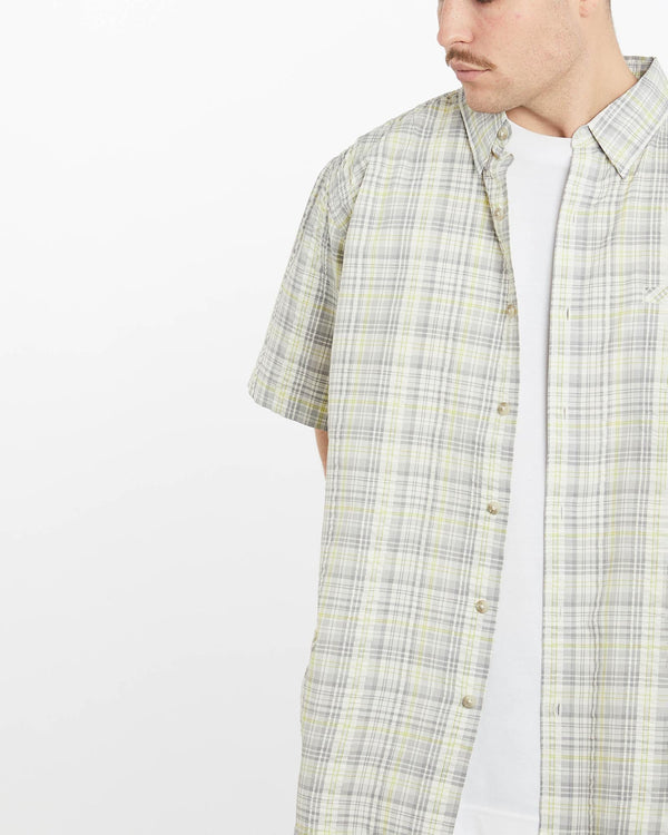 Vintage, Chaps, Ralph, Lauren, Short, Sleeve, Button, Up, Shirt, The Real Deal, size extra large, colour Grey, newtown, sydney, australia, thrift store, opshop, preloved, secondhand, sustainable, retro, antique, 70s, 80s, 90s, 2000s, 00s, fashion, clothing, streetwear, trendy, garment, style, boutique, store, shop, archive, sale, cheap, best, top, Shirts