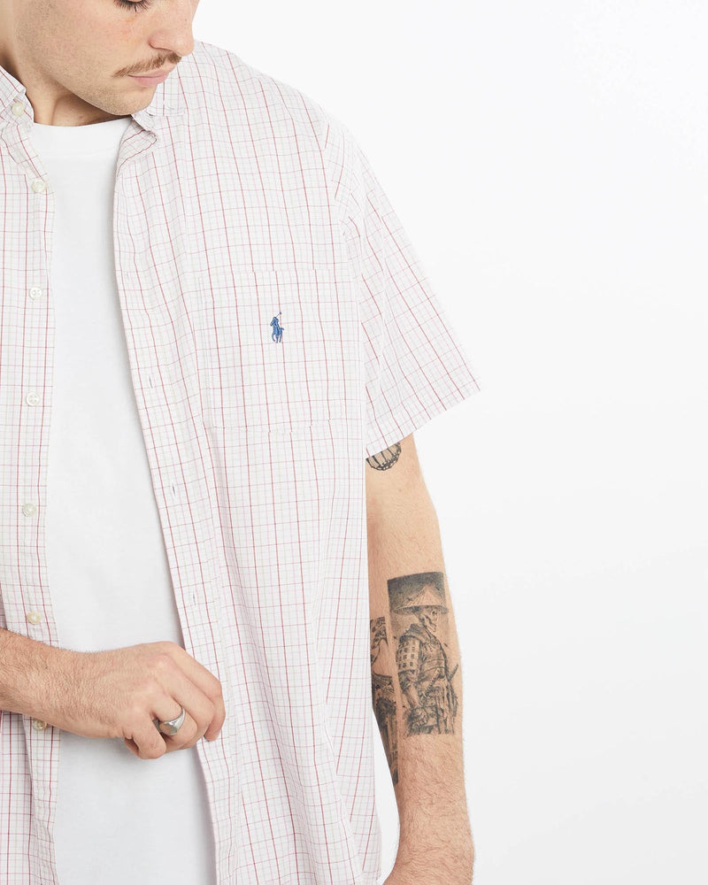 Vintage, 90s, Polo, Ralph, Lauren, Short, Sleeve, Button, Up, Shirt, The Real Deal, size extra large, colour White, newtown, sydney, australia, thrift store, opshop, preloved, secondhand, sustainable, retro, antique, 70s, 80s, 90s, 2000s, 00s, fashion, clothing, streetwear, trendy, garment, style, boutique, store, shop, archive, sale, cheap, best, top, Shirts