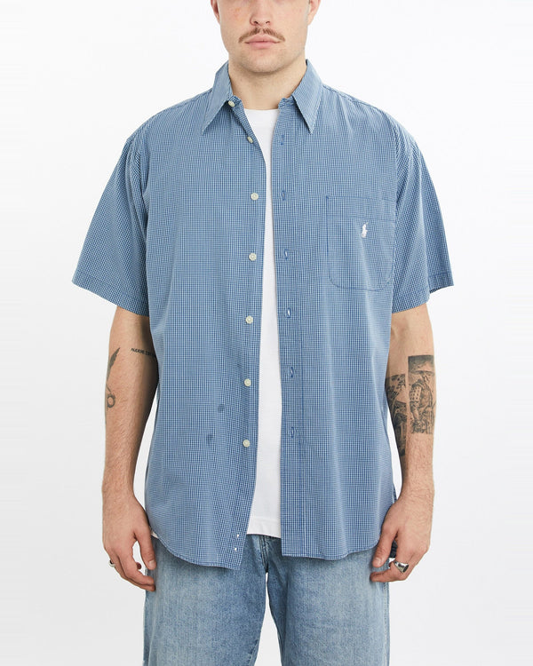 Vintage, 90s, Polo, Ralph, Lauren, Short, Sleeve, Button, Up, Shirt, The Real Deal, size extra large, colour Blue, newtown, sydney, australia, thrift store, opshop, preloved, secondhand, sustainable, retro, antique, 70s, 80s, 90s, 2000s, 00s, fashion, clothing, streetwear, trendy, garment, style, boutique, store, shop, archive, sale, cheap, best, top, Shirts