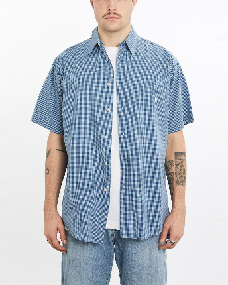 Vintage, 90s, Polo, Ralph, Lauren, Short, Sleeve, Button, Up, Shirt, The Real Deal, size extra large, colour Blue, newtown, sydney, australia, thrift store, opshop, preloved, secondhand, sustainable, retro, antique, 70s, 80s, 90s, 2000s, 00s, fashion, clothing, streetwear, trendy, garment, style, boutique, store, shop, archive, sale, cheap, best, top, Shirts