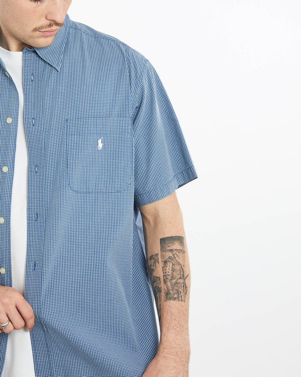 Vintage, 90s, Polo, Ralph, Lauren, Short, Sleeve, Button, Up, Shirt, The Real Deal, size extra large, colour Blue, newtown, sydney, australia, thrift store, opshop, preloved, secondhand, sustainable, retro, antique, 70s, 80s, 90s, 2000s, 00s, fashion, clothing, streetwear, trendy, garment, style, boutique, store, shop, archive, sale, cheap, best, top, Shirts