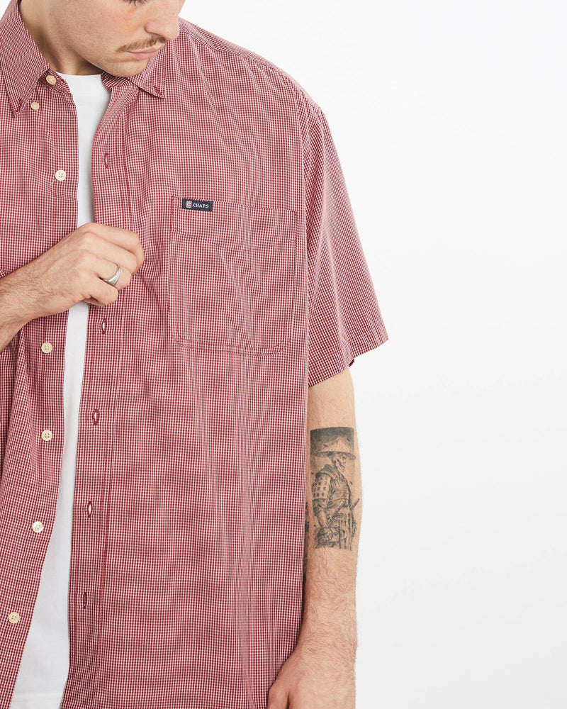 Vintage, Chaps, Ralph, Lauren, Short, Sleeve, Button, Up, Shirt, The Real Deal, size extra large, colour Red, newtown, sydney, australia, thrift store, opshop, preloved, secondhand, sustainable, retro, antique, 70s, 80s, 90s, 2000s, 00s, fashion, clothing, streetwear, trendy, garment, style, boutique, store, shop, archive, sale, cheap, best, top, Shirts