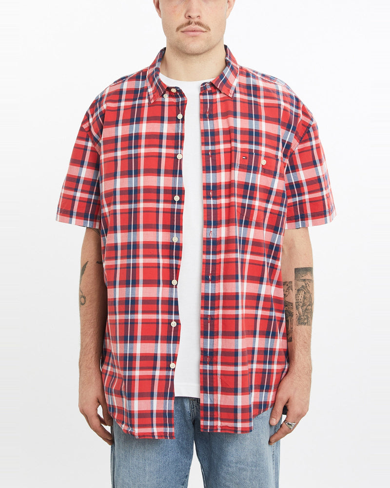 Vintage, Tommy, Hilfiger, Short, Sleeve, Button, Up, Shirt, The Real Deal, size extra large, colour Multicolour, newtown, sydney, australia, thrift store, opshop, preloved, secondhand, sustainable, retro, antique, 70s, 80s, 90s, 2000s, 00s, fashion, clothing, streetwear, trendy, garment, style, boutique, store, shop, archive, sale, cheap, best, top, Shirts