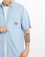 Vintage, Chaps, Ralph, Lauren, Short, Sleeve, Button, Up, Shirt, The Real Deal, size extra large, colour Blue, newtown, sydney, australia, thrift store, opshop, preloved, secondhand, sustainable, retro, antique, 70s, 80s, 90s, 2000s, 00s, fashion, clothing, streetwear, trendy, garment, style, boutique, store, shop, archive, sale, cheap, best, top, Shirts
